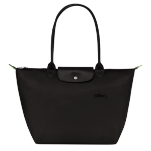 Longchamp Le Pliage Green L Kanvas, Recycled canvas Kadın Omuz Çantası Siyah | 173-HANVOE